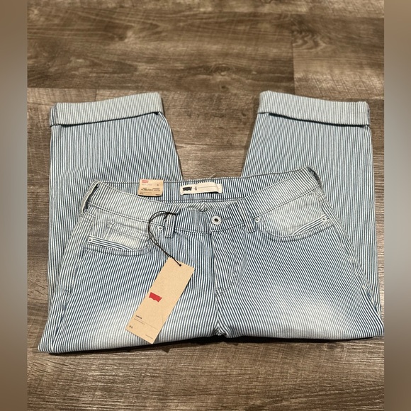 NWT LEVIS 515 WOMENS JUNIORS CAPRI DENIM STRIPED JEANS SIZE 5 - Picture 7 of 7